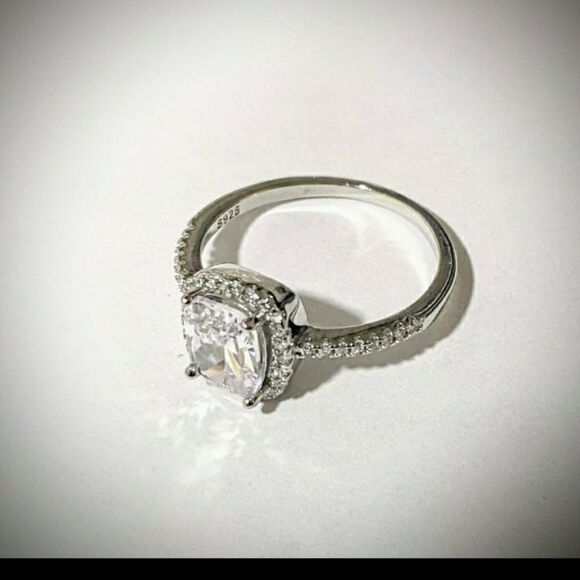 925 STERLING SILVER HALO CZ statement ring 7 9 10 Valentines - Picture 8 of 8